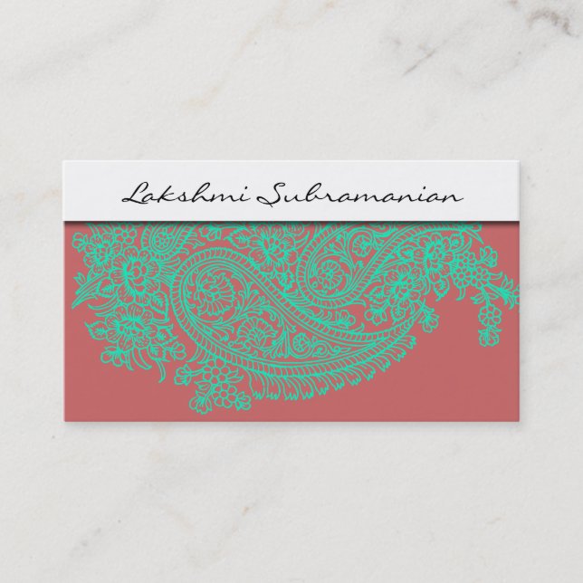 Modern India Paisley Professional Business Cards (Front)