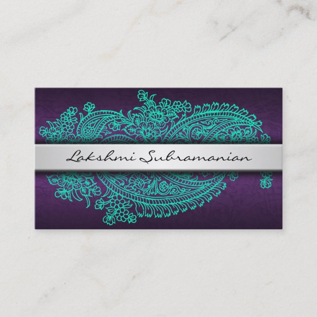 Modern India Paisley Professional Business Cards (Front)