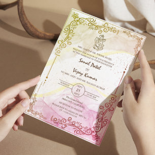 Modern Indian Hindu Wedding Ganesha Logo Invitation