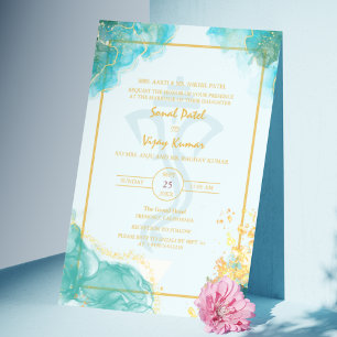 Modern Indian Hindu Wedding Ganesha logo Invitation