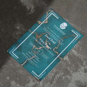 Modern Indian Hindu Wedding Ganesha Marble Invitation