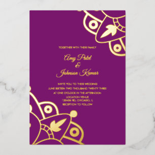 Modern Indian Mandala Purple Wedding Pressed 
