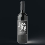 Modern indie Christmas typography black and white Wine Label<br><div class="desc">Modern minimal indie Christmas typography black and white design. Colours came be changed. Part of a graphic typography holiday collection.</div>