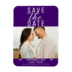 Modern Indigo Purple Save the Date Wedding Photo Magnet