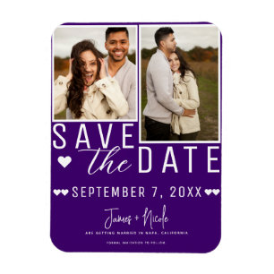 Modern Indigo Save the Date 2 Photo Wedding Magnet