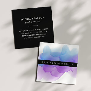 Modern Indigo Watercolor Blot Square Business Card