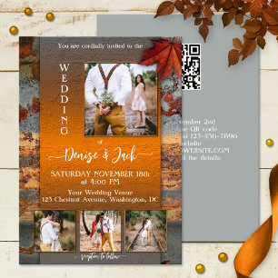 Modern Industrial Design Photo Fall Wedding Invitation