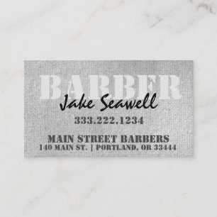 Modern Industrial Grey Barber   Business Card