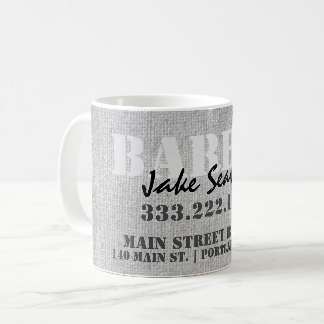 Modern Industrial Grey Barber Business Coffee Mug (Front Left)