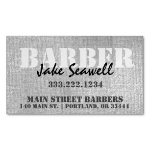 Modern Industrial Grey Barber Magnetic Business Card