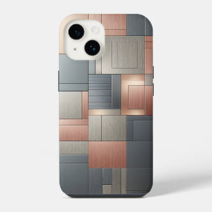 Modern Industrial Metallic Block Pattern Copper an iPhone 14 Case