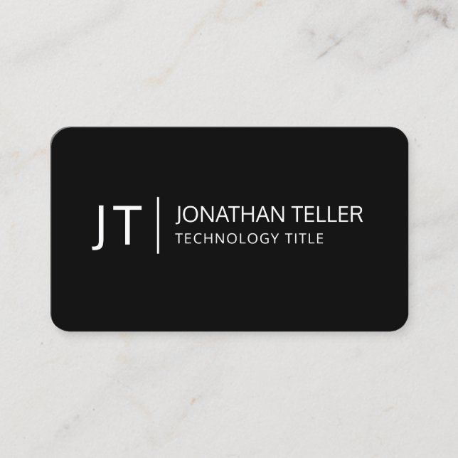 Modern Information Technology Professional Black Business Card (Front)