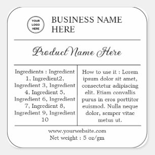 Modern Ingredients Instructions Product Label