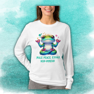 Modern Inhale Exhale Green Frog T-Shirt