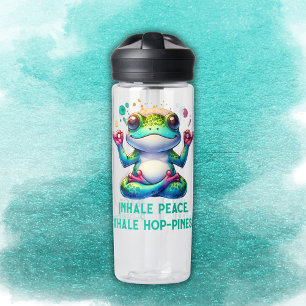 Modern Inhale Exhale Green Frog Water Bottle