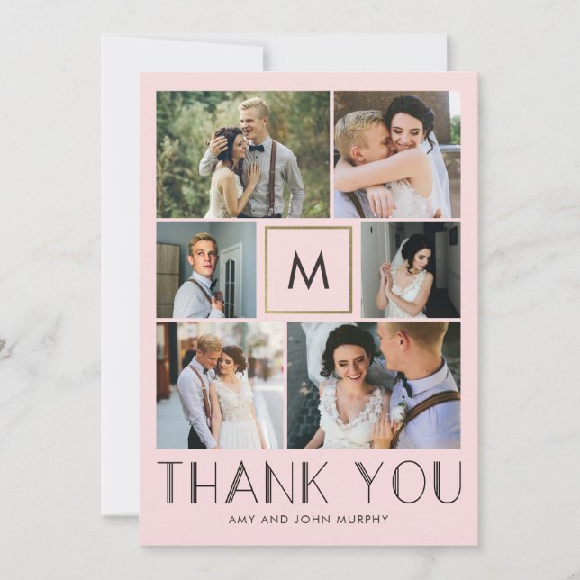 Modern Initial EDITABLE COLOR Wedding Thank You (Front)