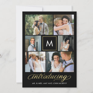 Modern Initial Editable Colour Wedding Announcemen Thank You Card