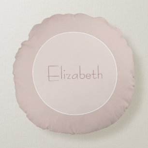 Modern Initial Elegant Name Letter Beige Plain Round Cushion