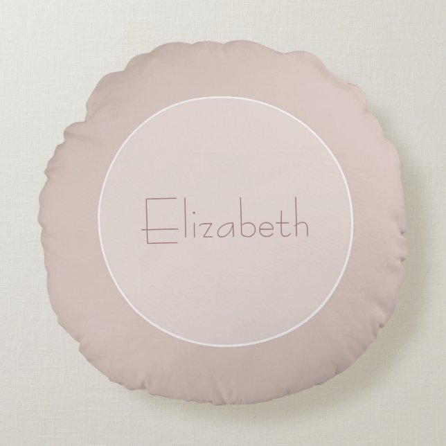 Modern Initial Elegant Name Letter Beige Plain Round Cushion (Front)
