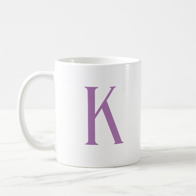 Modern Initial Letter Lavender Monogram Coffee Mug (Left)