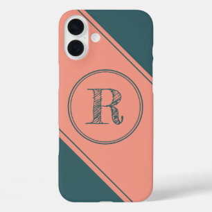 Modern Initial Letter Monogram Geometric Shapes iPhone 16 Plus Case