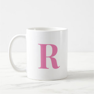 Modern Initial Letter Personalized Pink Monogram  Coffee Mug