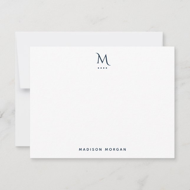 Modern Initial Letterpress Simple Navy Blue Card (Front)