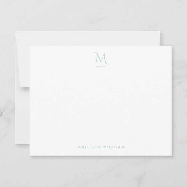 Modern Initial Letterpress Simple Seaglass Card (Front)