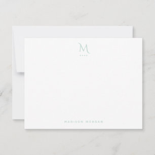 Modern Initial Letterpress Simple Seaglass Card