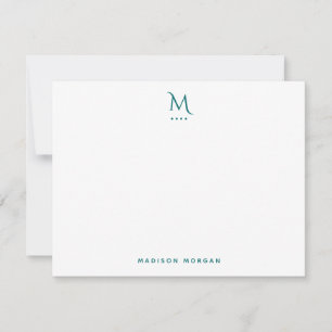 Modern Initial Letterpress Simple Teal Green Card