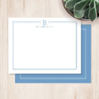 Modern Initial Light Blue Border Stationery