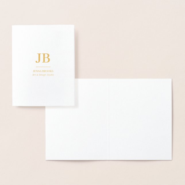 Modern Initial Monogram, Business Company Foil Card (Display)
