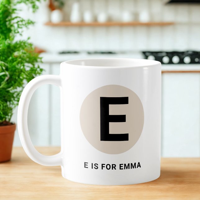 Modern Initial Mug – “E is for [Name]” Design (Creator Uploaded)