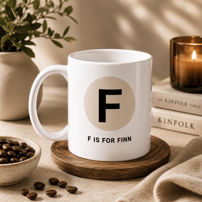Modern Initial Mug – “F is for [Name]” Design (Creator Uploaded)