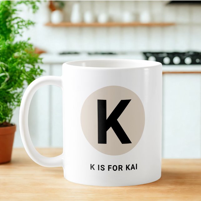 Modern Initial Mug – “K is for [Name]” Design (Creator Uploaded)