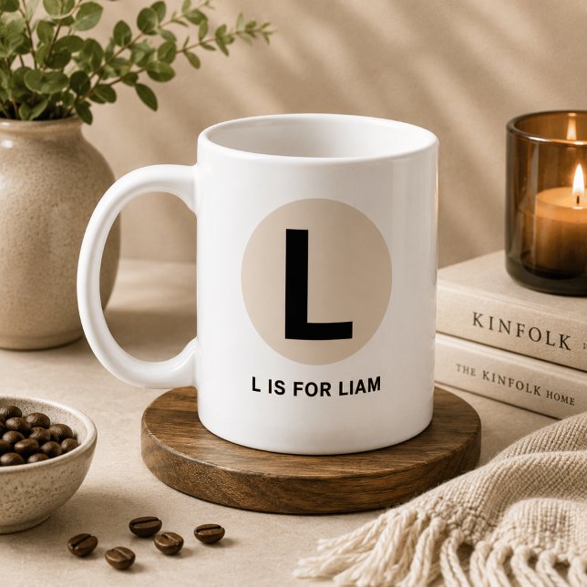 Modern Initial Mug – “L is for [Name]” Design (Creator Uploaded)