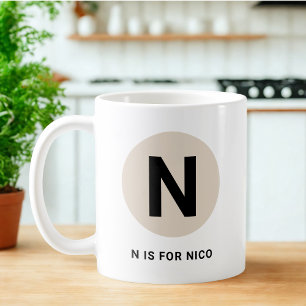 Modern Initial Mug – “N is for [Name]” Design
