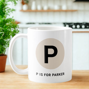Modern Initial Mug – “P is for [Name]” Design