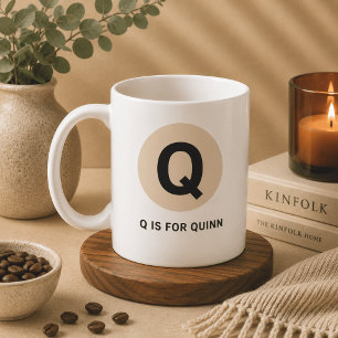 Modern Initial Mug – “Q is for [Name]” Design