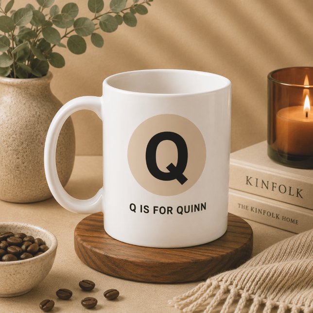 Modern Initial Mug – “Q is for [Name]” Design (Creator Uploaded)