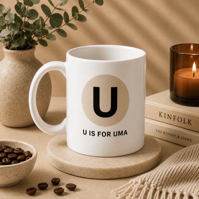 Modern Initial Mug – “U is for [Name]” Design (Creator Uploaded)