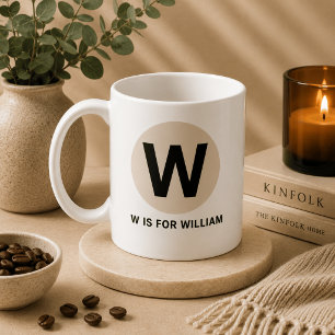 Modern Initial Mug – “W is for [Name]” Design