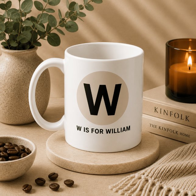 Modern Initial Mug – “W is for [Name]” Design (Creator Uploaded)