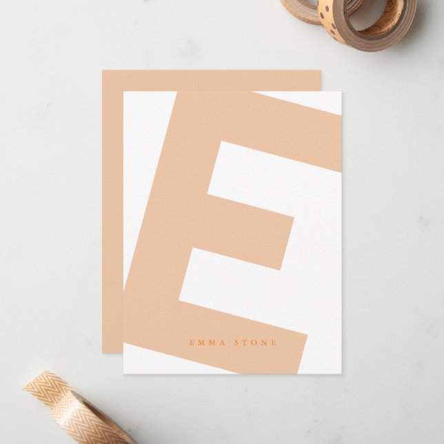Modern Initial Oversized Monogram and Name Card (Front/Back In Situ)