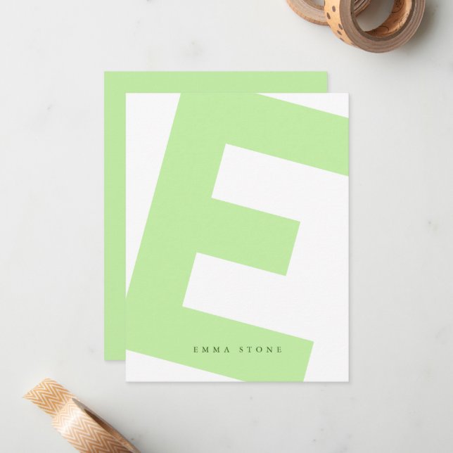 Modern Initial Oversized Monogram and Name Card (Front/Back In Situ)