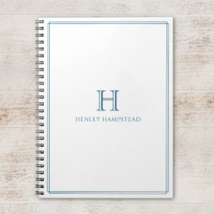 Modern Initial Patina Blue Border Notebook