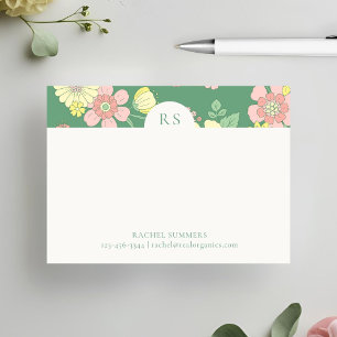 Modern Initials Boho Floral Colorful  Post-it Notes