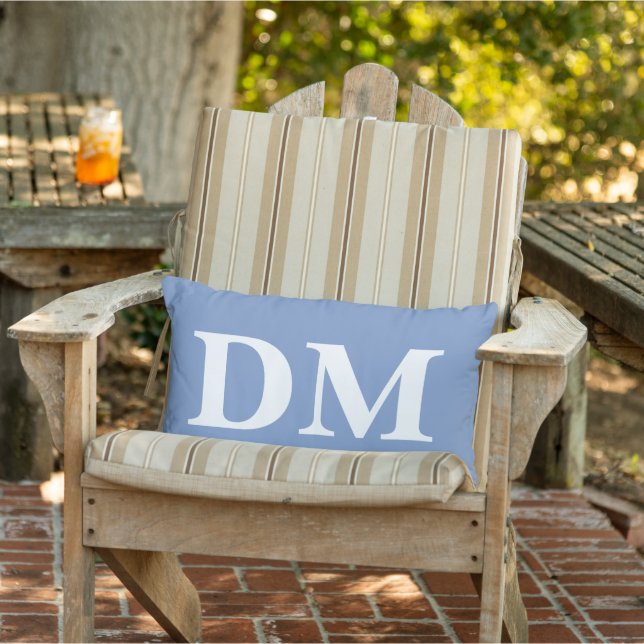 Modern initials Elegant blue background Minimal Lumbar Cushion (Chair)