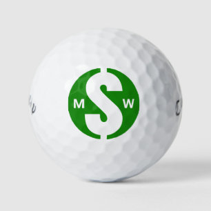 Modern Initials Fun Green Money Custom Monogram Golf Balls