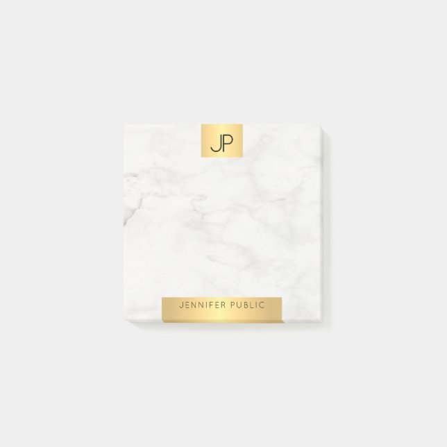 Modern Initials Gold And Marble Elegant Template Post-it Notes (Front)